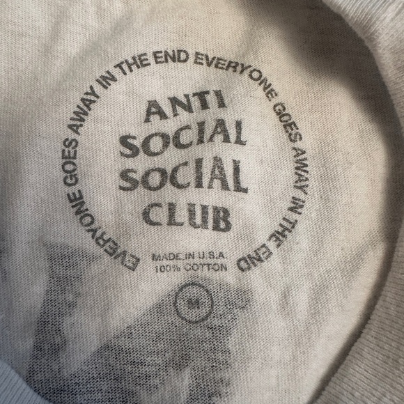 Anti Social Social Club Size Medium Jamaica Bobsled White T-Shirt Made In USA - Picture 4 of 6